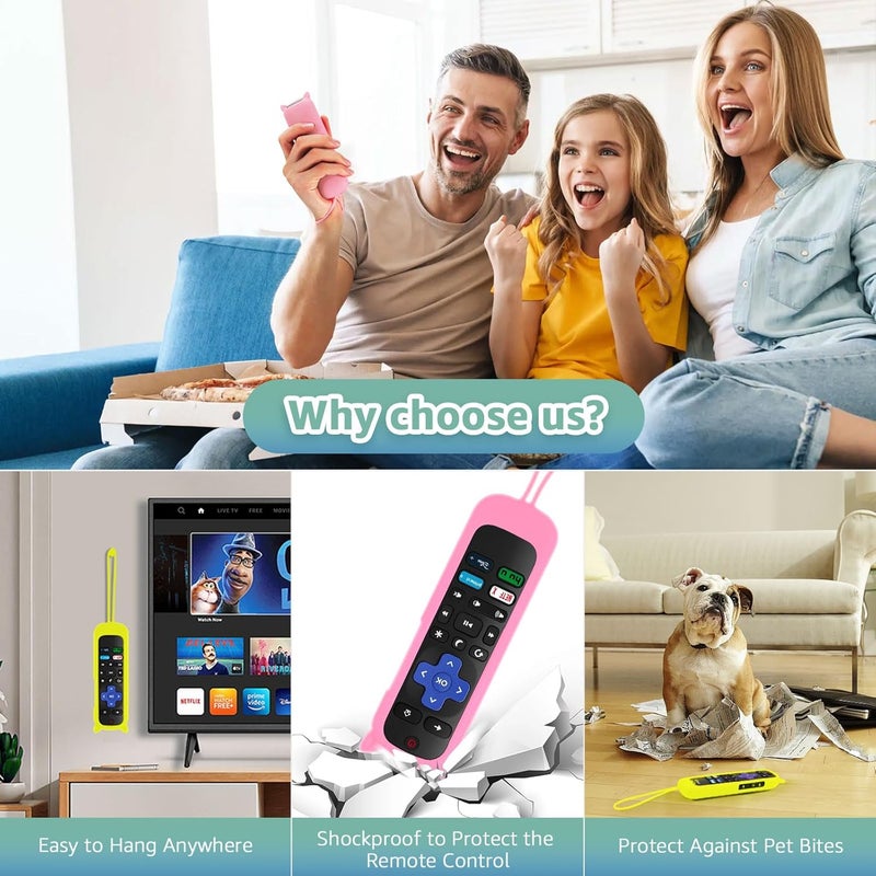 OneBom (2+2 Packs) Replacement Remote for Roku TV with Soft Protective Silicone Cover(Glow in The Dark), Universal Remote for TCL Roku/Hisense Roku/Onn Roku/Sharp Roku/Element Roku/Philips Roku Smart TV - Image 3